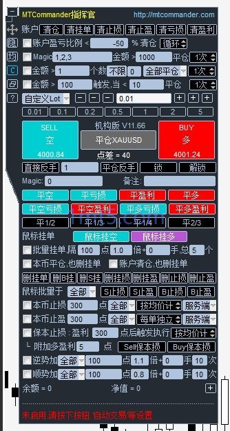 指挥官面板 机构版v11.66 MT4/MT5 和MTDriver盈亏统计指标3.12 MT5